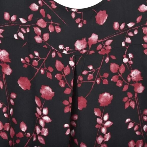 NWT Alfred Sung Floral Tank Top Black Red Sleeveless V-Neck Size XL - Picture 5 of 11